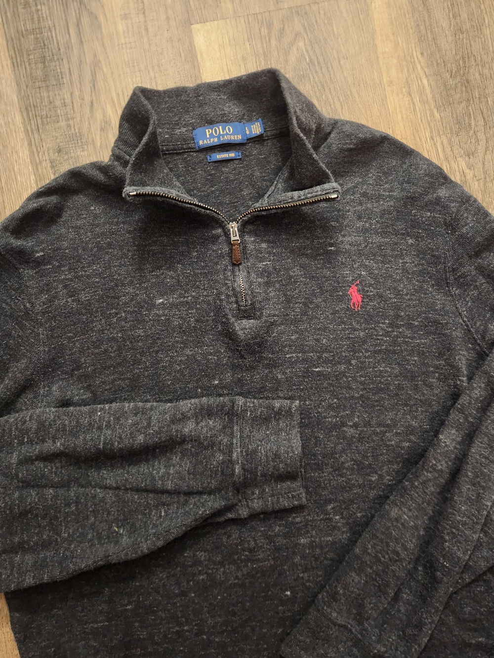 Polo by Ralph Lauren Men's Large estate rib Quarter-Zip Sweater with red Pony